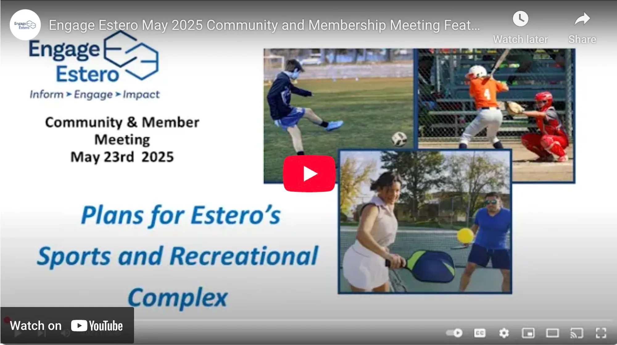 Engage Estero May 2025 Community and Membership Meeting Featuring the Village of Estero Sports Park